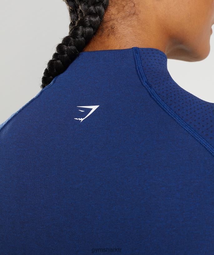 vital dikişsiz 2.0 yüksek boyunlu midi top 8H4J02470 Gymshark Giyim kadınlar yıldız mavisi marn